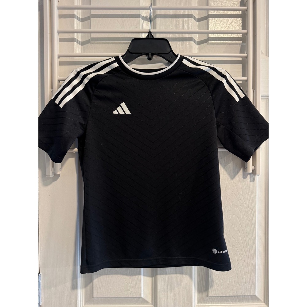 Adidas Black Short Sleeve Soccer Jersey Shirt Boys 11/12 Years Athletic Sports